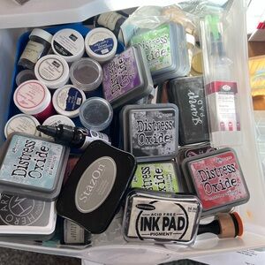 Assorted Ink Pads and rubber stamp Supplies